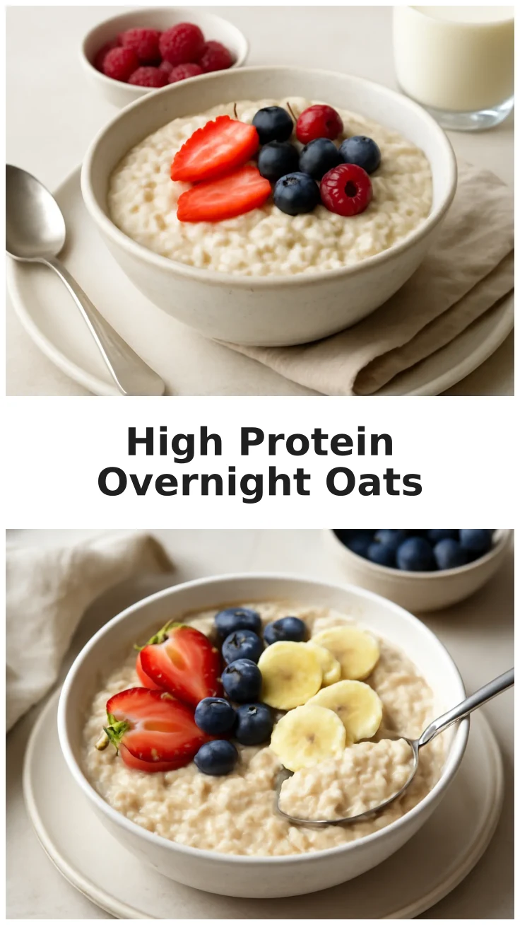 Cremige High Protein Overnight Oats für ein gesundes Frühstück 3 Cremige High Protein Overnight Oats für ein gesundes Frühstück