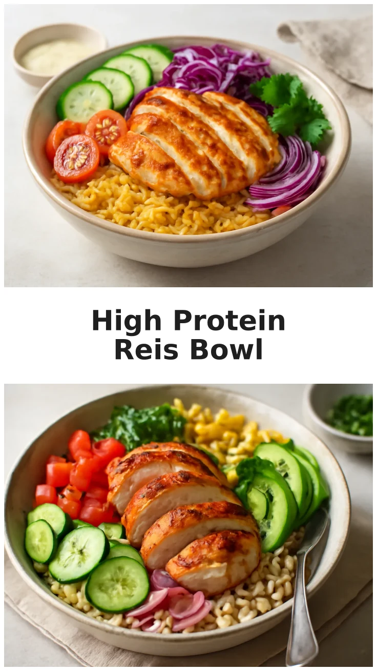High Protein Reis Bowl mit saftigem Hähnchen 3 High Protein Reis Bowl mit saftigem Hähnchen für dein Mittagessen