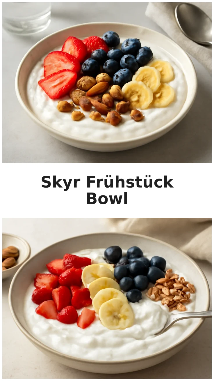 Cremige Skyr Frühstück Bowl mit frischen Toppings 3 Cremige Skyr Frühstück Bowl mit frischen Toppings