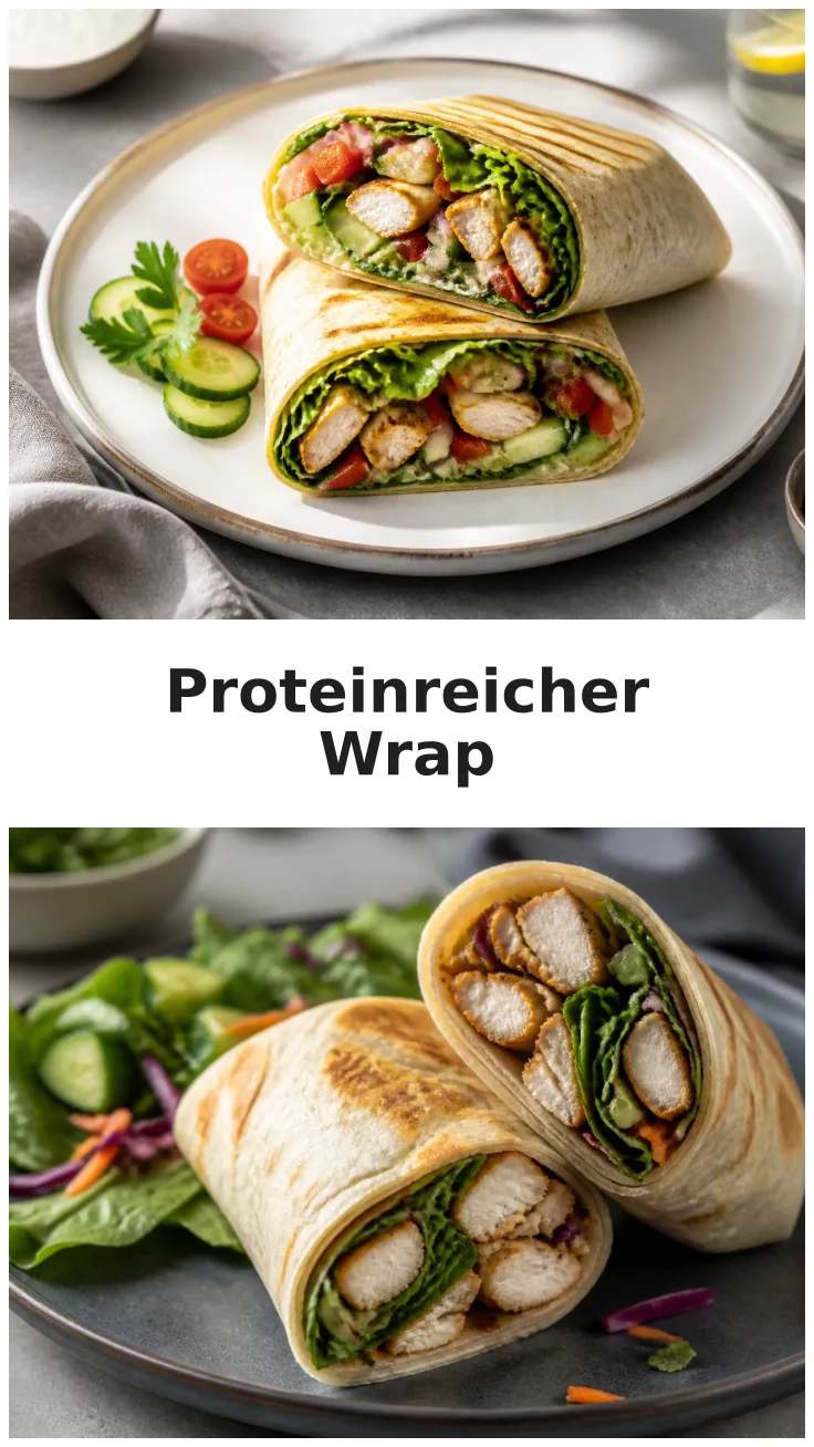 Herzhafter High Protein Hähnchen Wrap für unterwegs Herzhafter High Protein Hähnchen Wrap für unterwegs