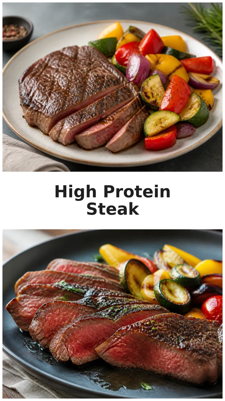 Saftiges High Protein Steak mit Gemüse aus der Pfanne Saftiges High Protein Steak mit Gemüse aus der Pfanne